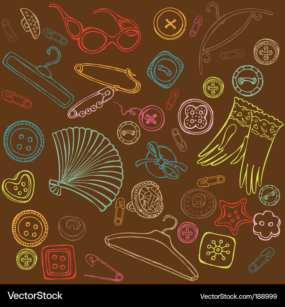 Seamless Pattern - Fabric & Buttons Vector Image
