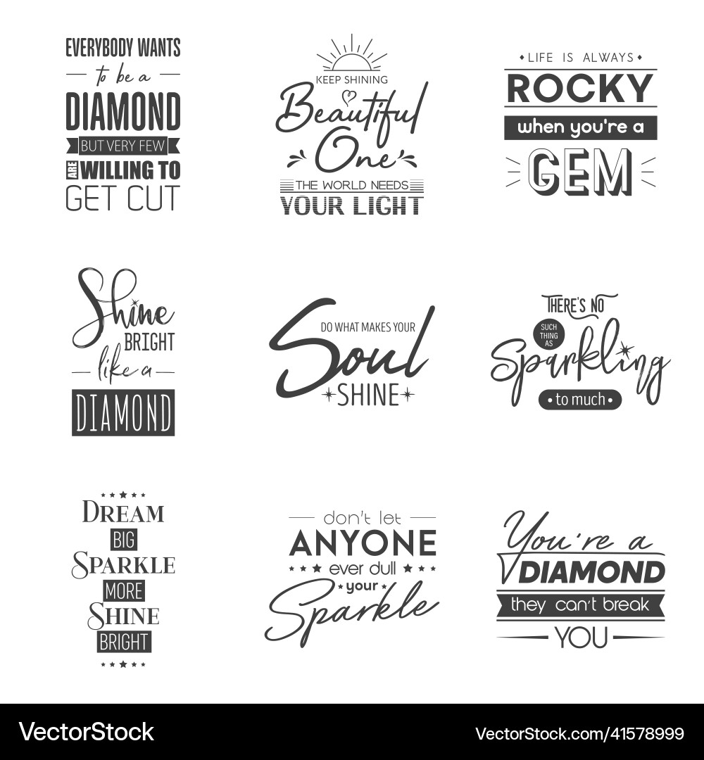 Set of vintage typographic quotes gemstone Vector Image