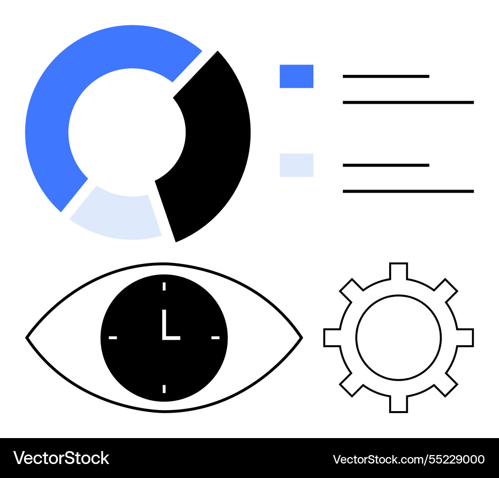 Data visualization with pie chart eye clock Data visualization with pie chart eye clock vector image