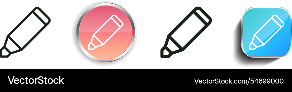 Highlighter icon thin linear regular and button Highlighter icon thin linear regular and button vector image