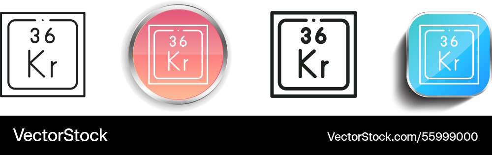 Krypton icon thin linear regular and button style Krypton icon thin linear regular and button style vector image
