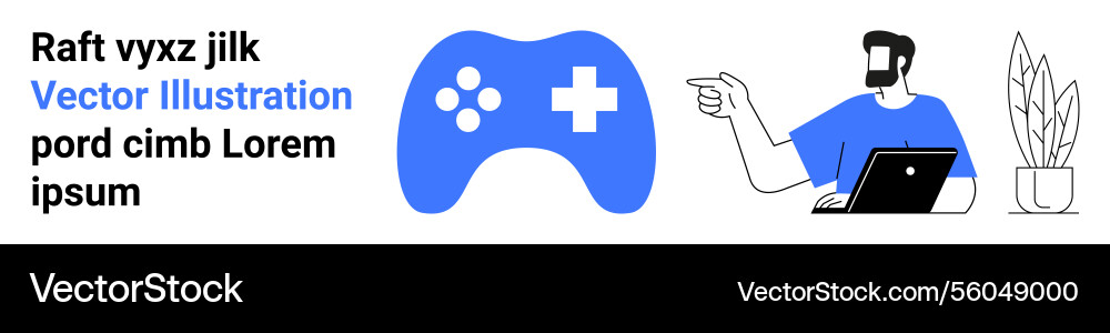 Person using laptop with game controller Person using laptop with game controller vector image