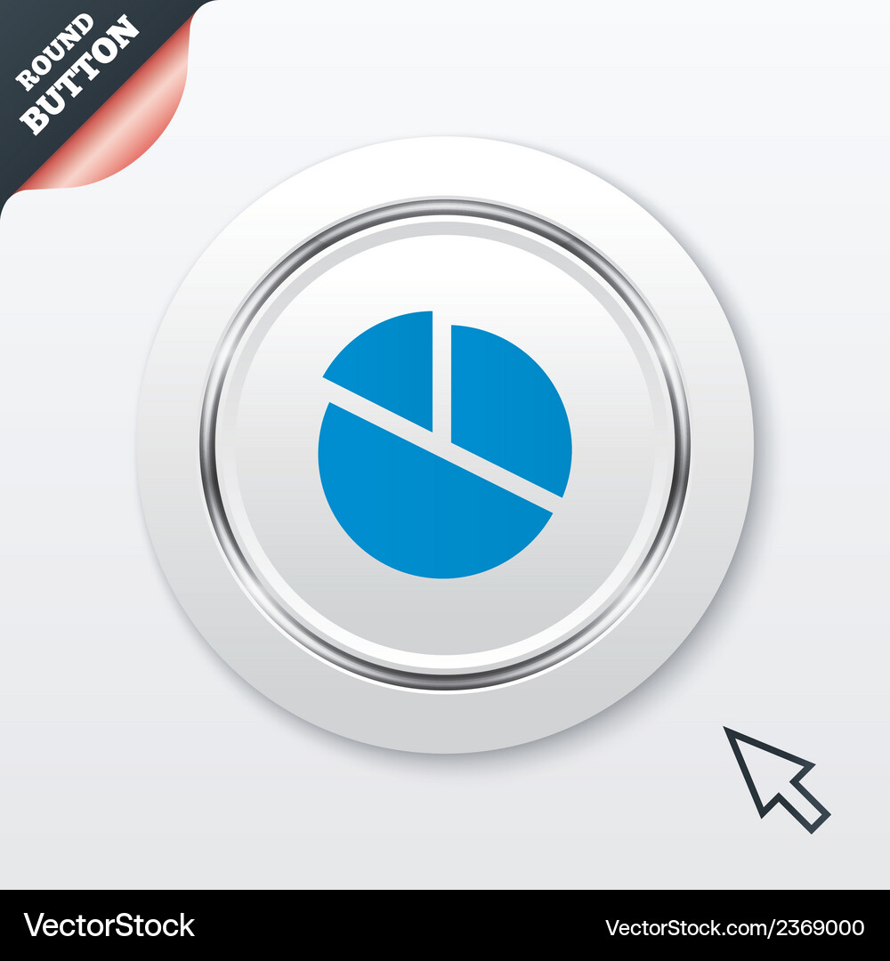 Pie chart graph sign icon diagram button Vector Image