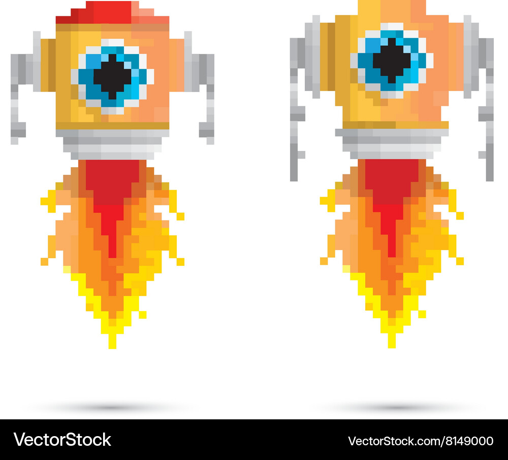 Pixel style robot set Vector Image