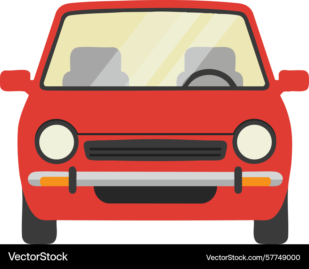 Red car front view with simple design and flat Vector Image