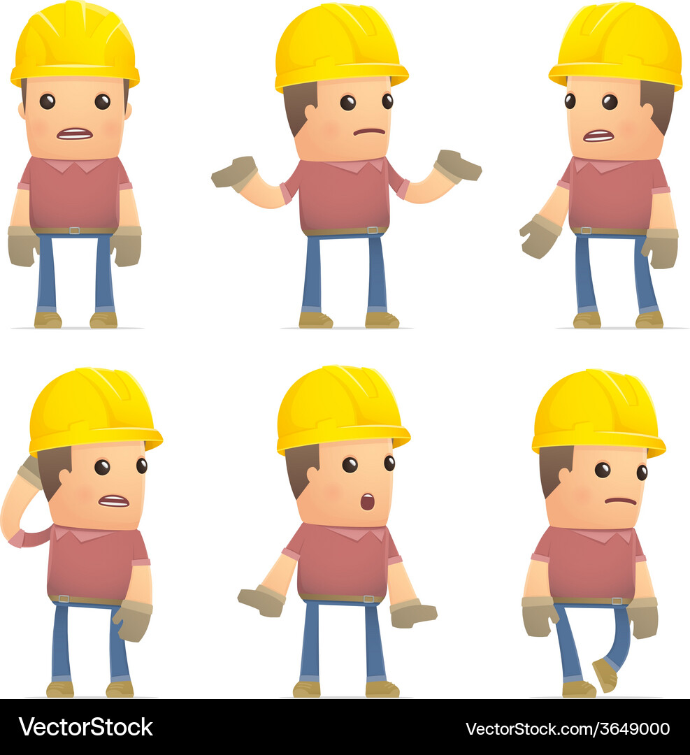 Set of builder character in different poses Vector Image