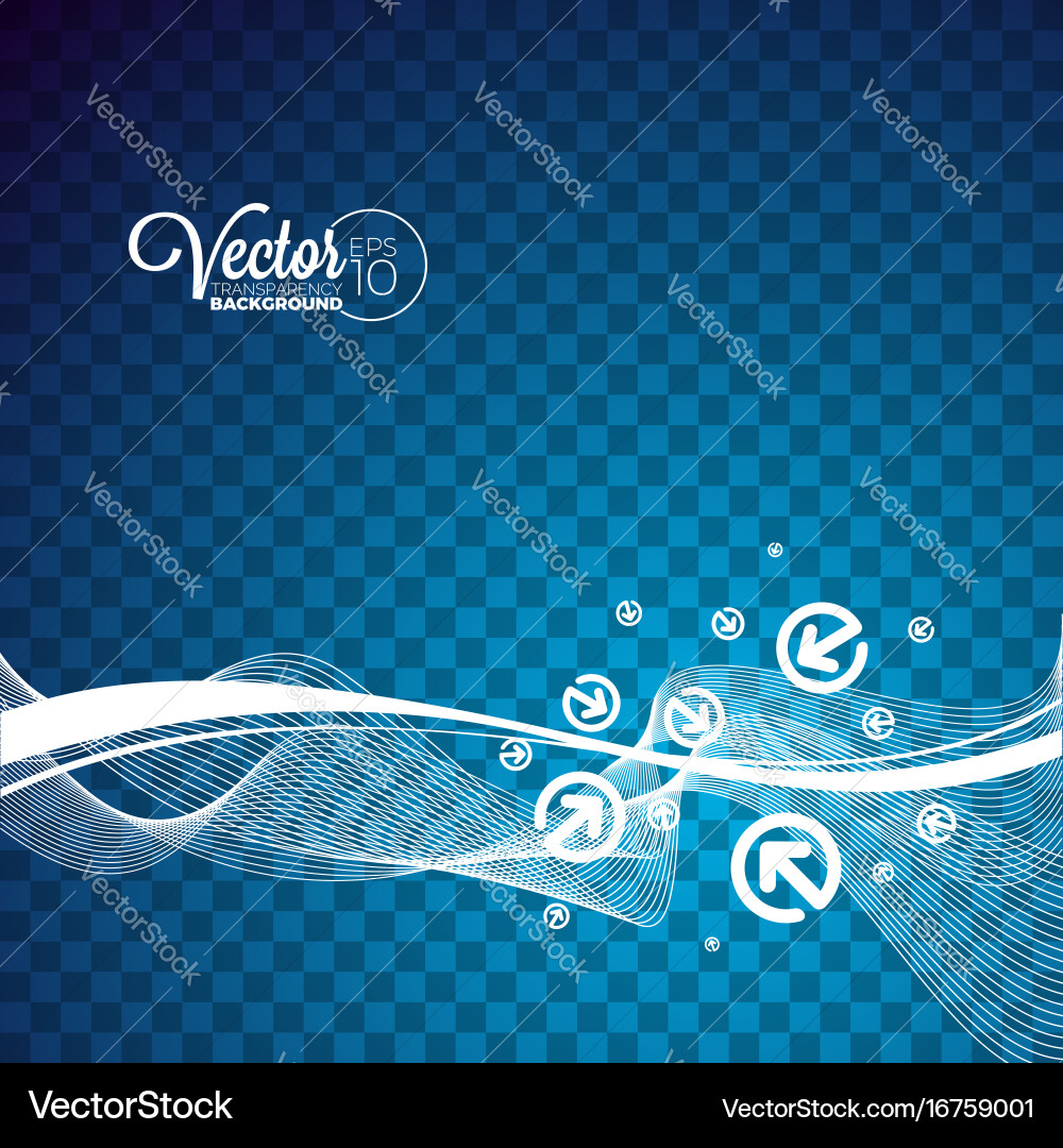 Abstract wave design with arrows on transparent vector image