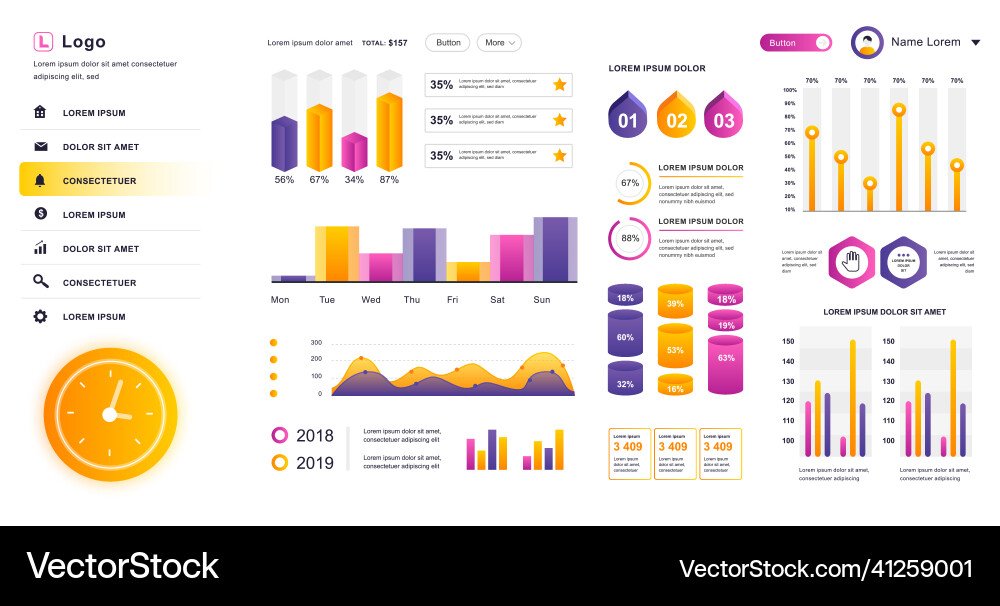 Admin Dashboard UI Kit vector image