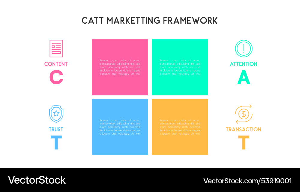 Bunte Katze Marketing Strategie Infografik vektorbild