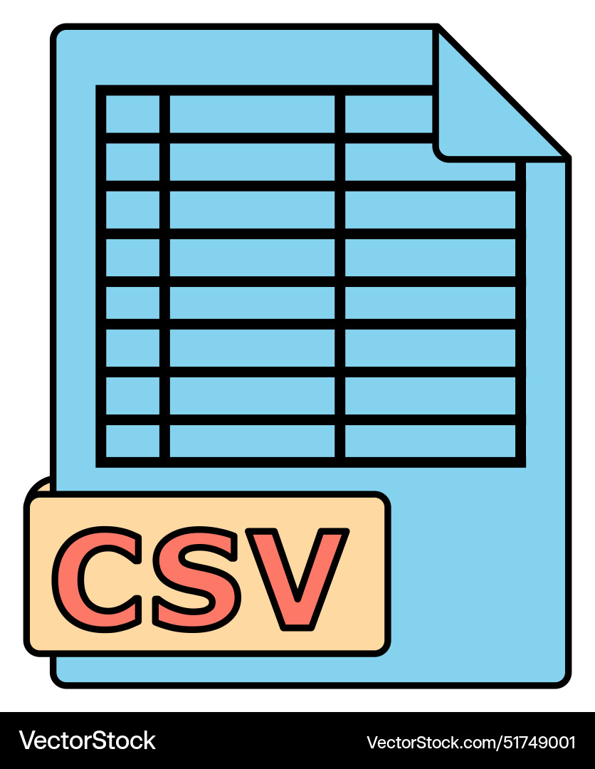 Csv-Datei-Symbol die Komma getrennte Werte Vektorbild