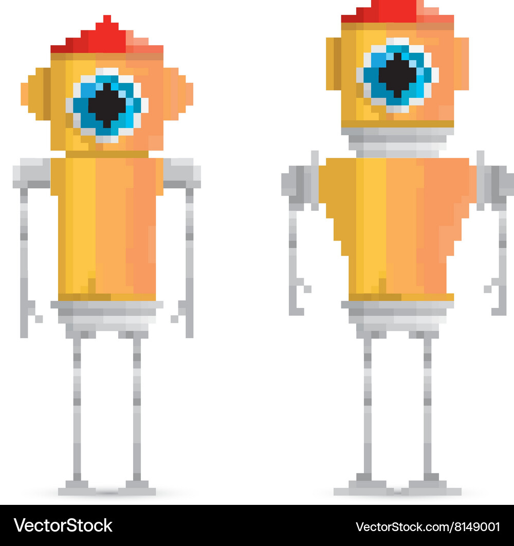 Pixel style robot set Vector Image