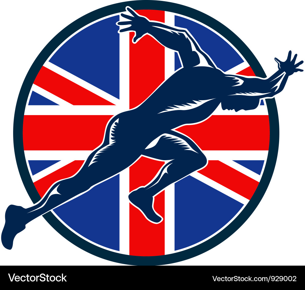 British Sprinter Running with Union Jack vector image