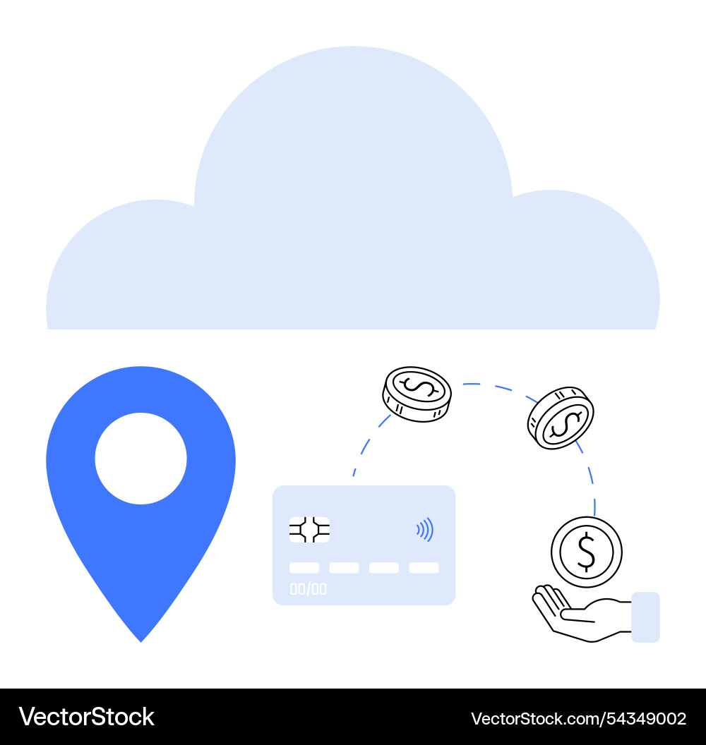 Cloud-based payment system with location tracking Cloud-based payment system with location tracking Vector Image