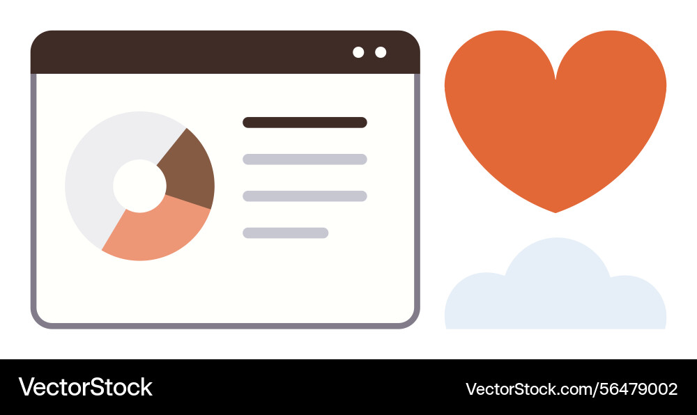 Data dashboard with heart icon and cloud symbol Data dashboard with heart icon and cloud symbol vector image
