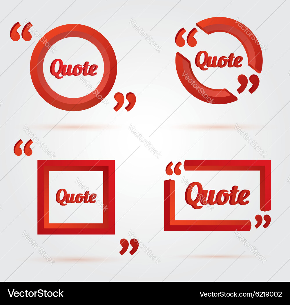 Set of quote template with 3d red form Vector Image