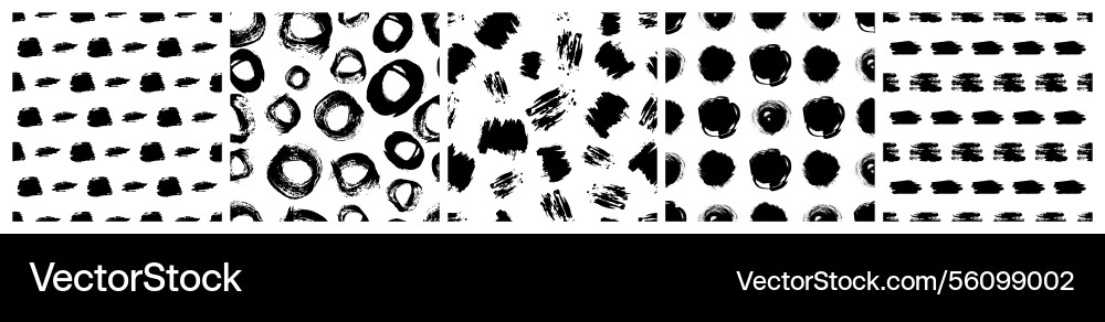 Set of seamless patterns with scribble smears Set of seamless patterns with scribble smears vector image