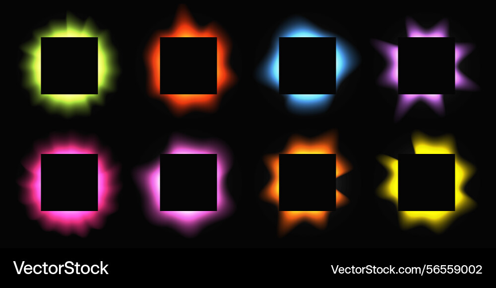 Set of square illuminate light frames Set of square illuminate light frames vector image