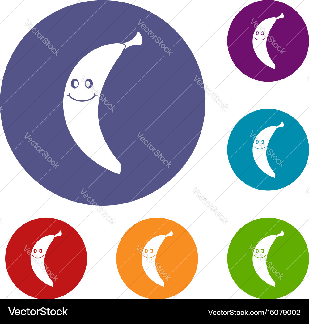 Smiling banana icons set Vector Image