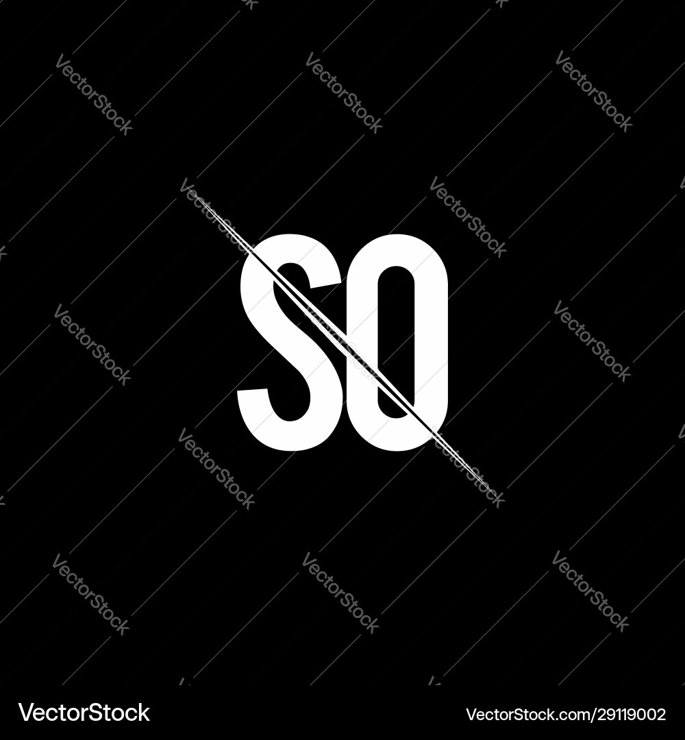 So logo monogram with slash style design template So logo monogram with slash style design template vector image