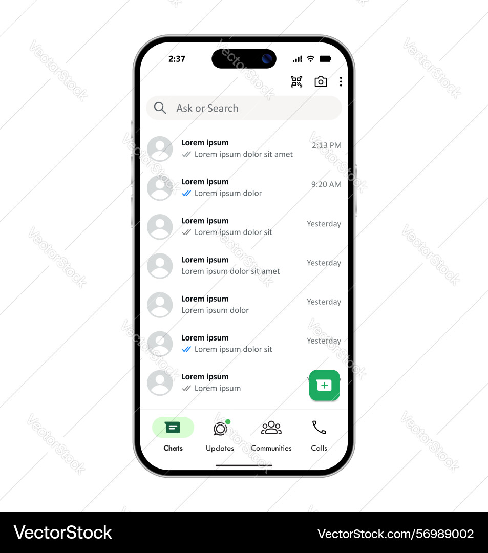 Whatsapp messaging social media app user interface Whatsapp messaging social media app user interface vector image