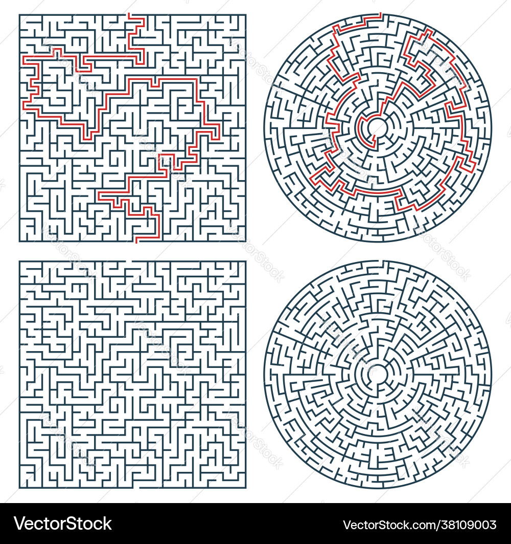Complex Maze Puzzle - Find the Exit Vector Image