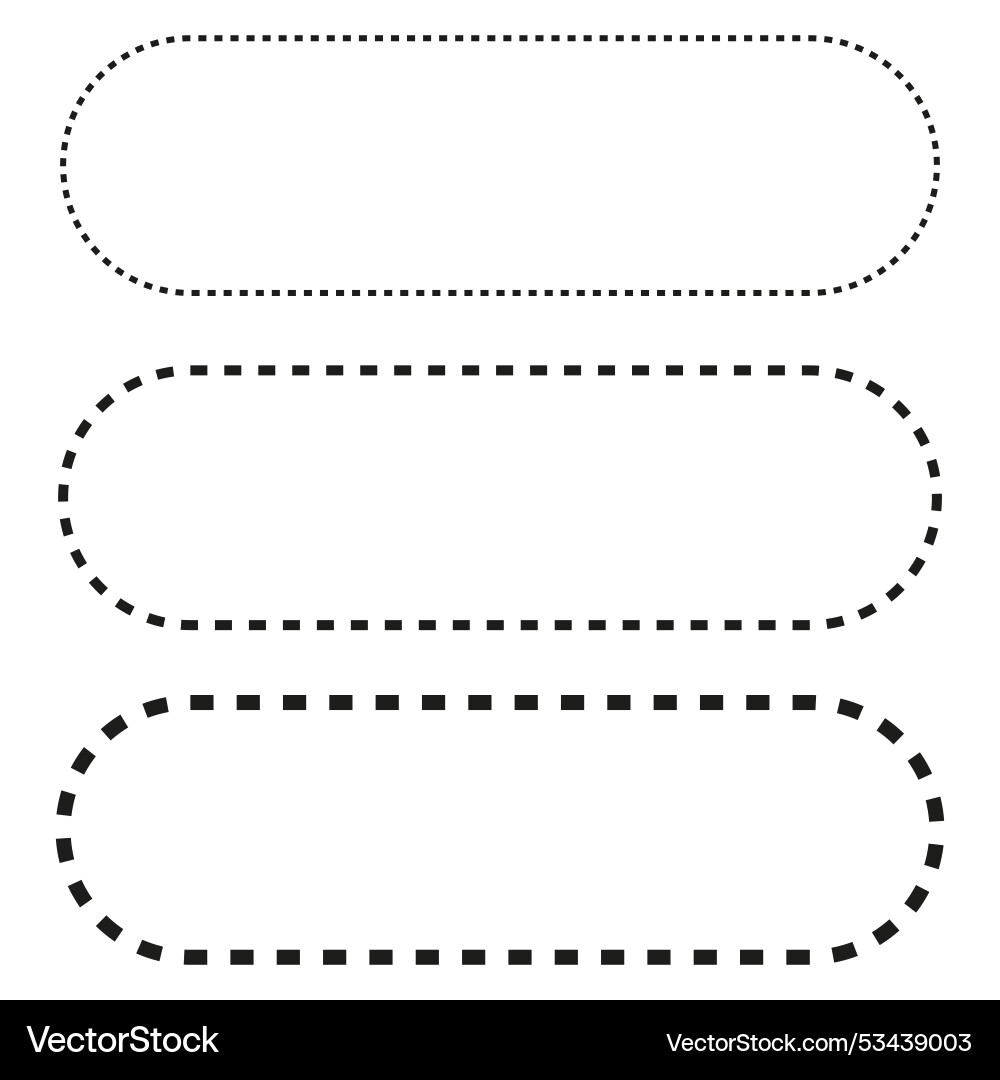 Dashed outline shapes rounded rectangle frames Dashed outline shapes rounded rectangle frames vector image