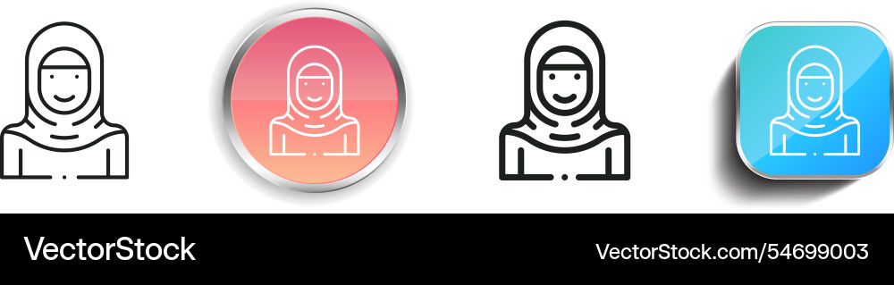 Hijab icon thin linear regular and button style vector image