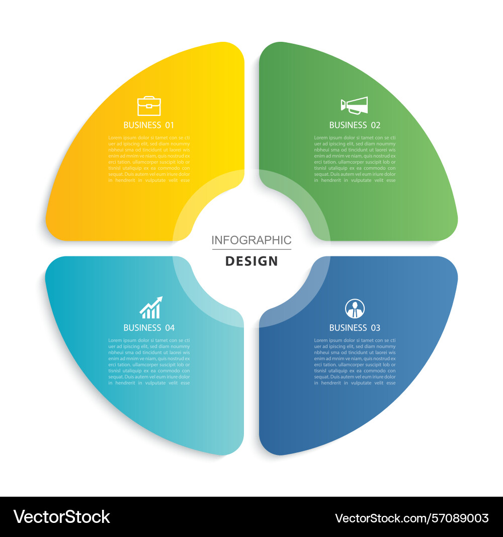Infographics circle timeline with 4 number data vector image