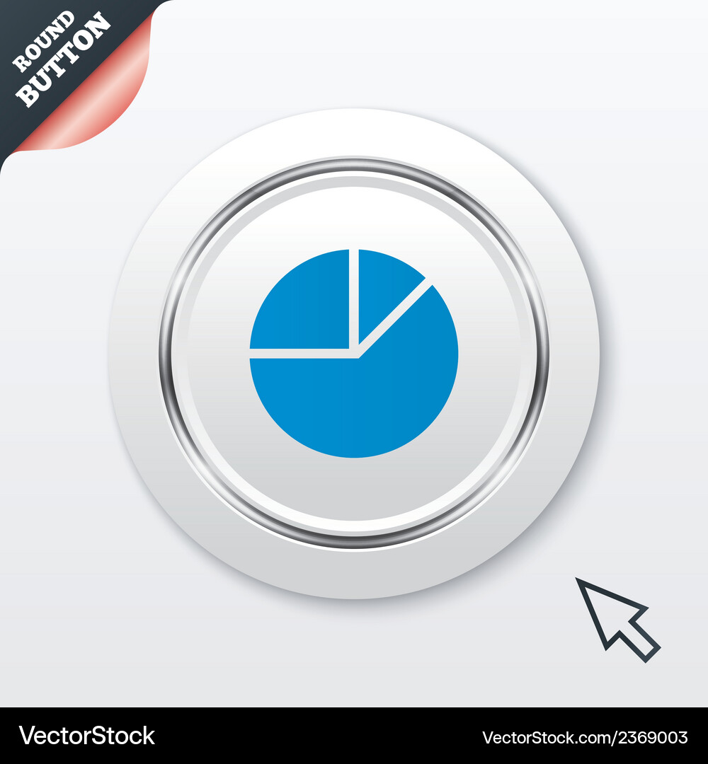 Pie chart graph sign icon diagram button Vector Image