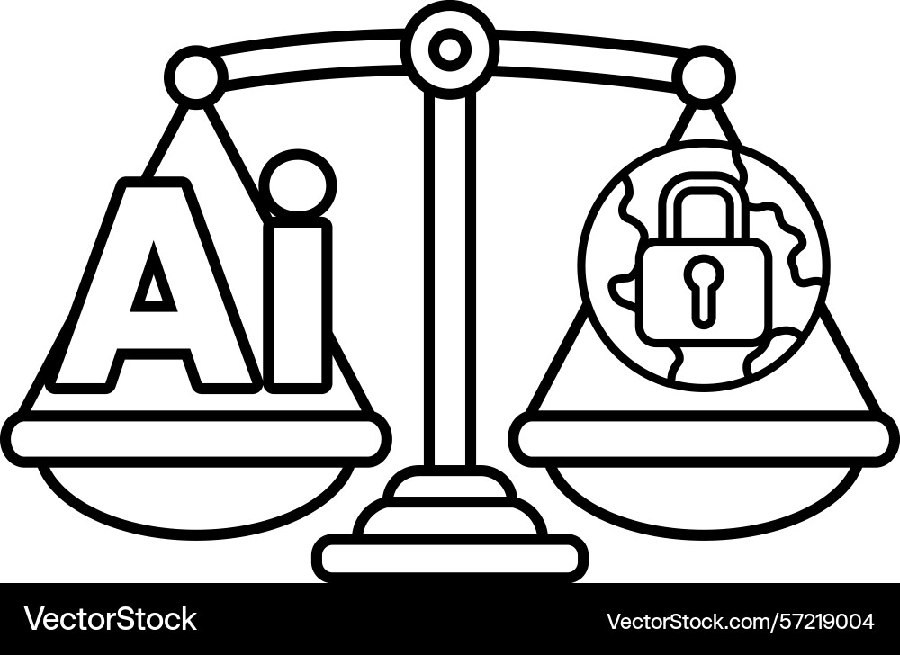A scale with the word ai on one side and lock A scale with the word ai on one side and lock vector image