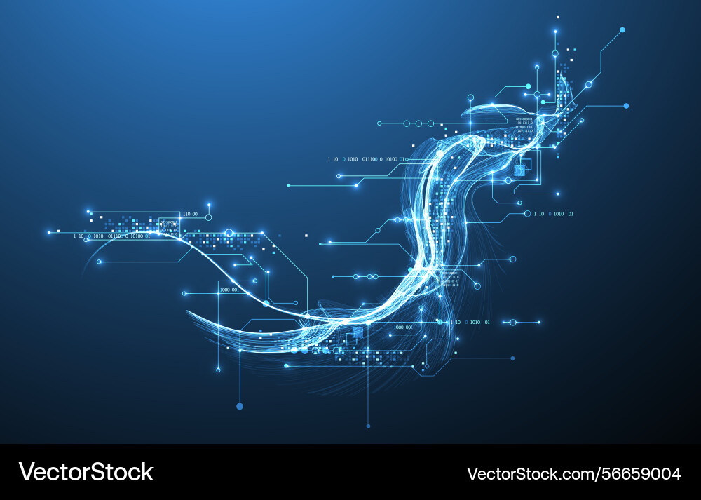 Abstract data wave with futuristic circuit lines Abstract data wave with futuristic circuit lines vector image