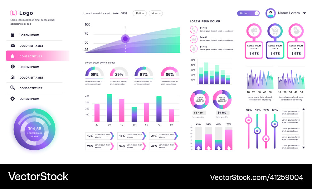 Admin Dashboard UI Template vector image