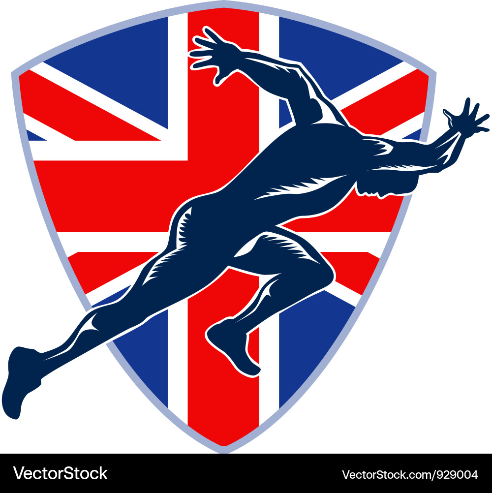 British Sprinter with Union Jack Shield vector image