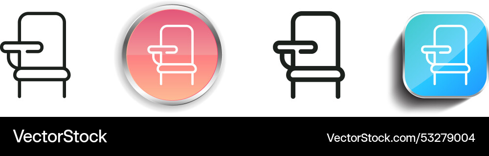 Desk chair icon thin linear regular and button vector image
