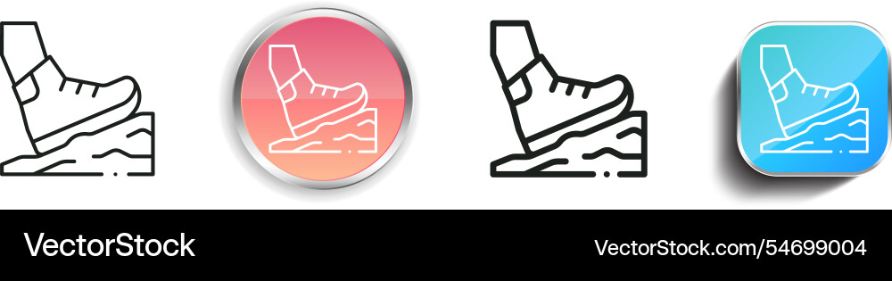 Hiking icon thin linear regular and button style vector image
