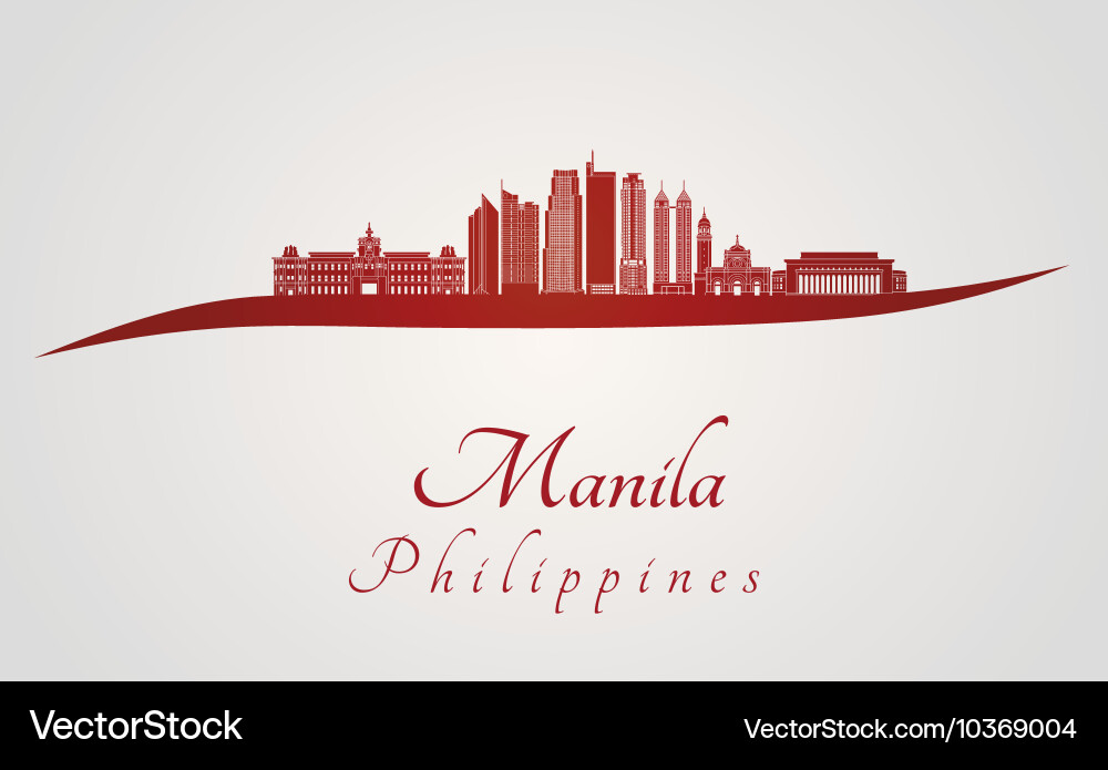 Manila skyline in red vector image
