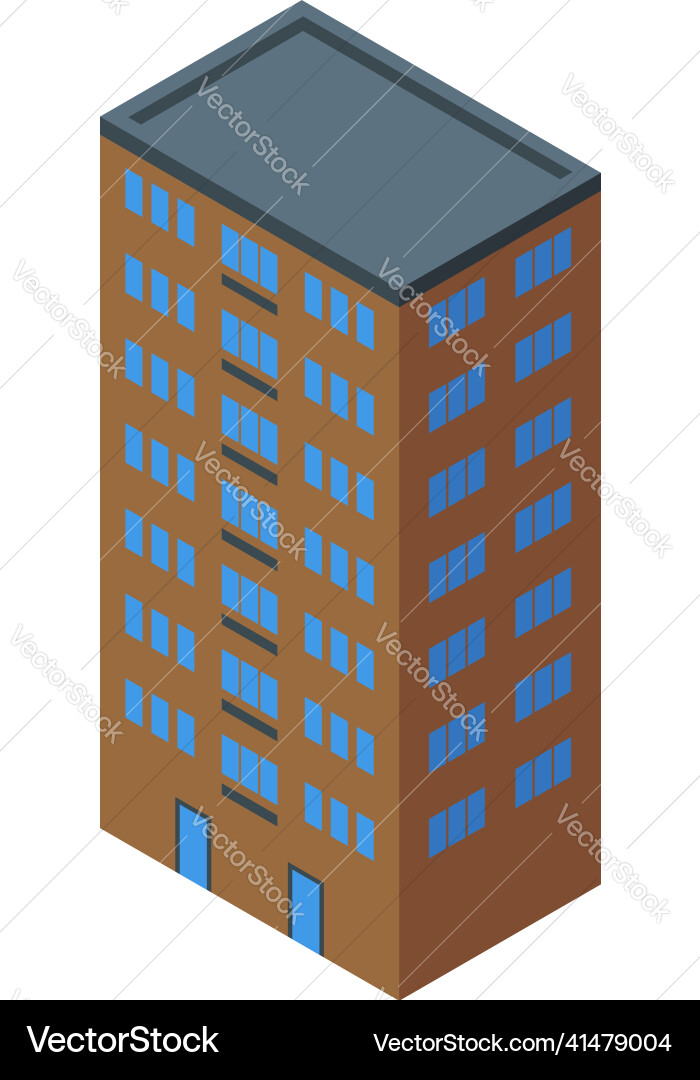 Multistory building block icon isometric Multistory building block icon isometric Vector Image