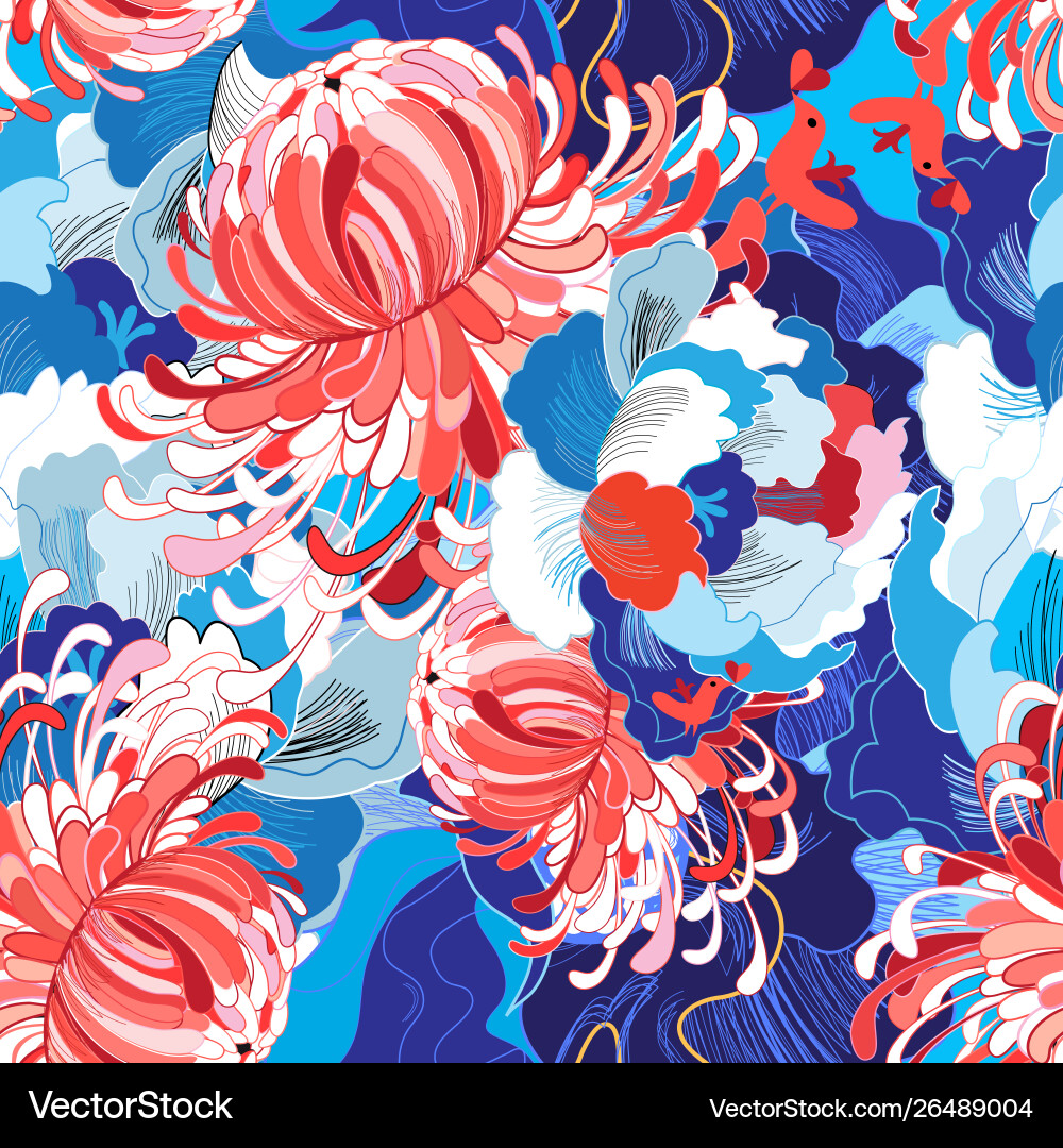 Seamless bright floral pattern Seamless bright floral pattern vector image