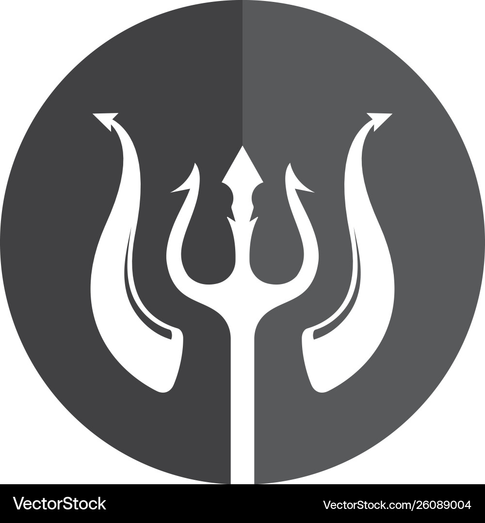 Trisula Trident Logo Icon - Mythological Vector Image