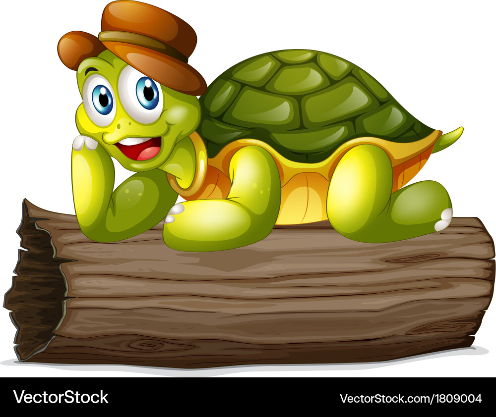 Turtle Resting on Log vector image