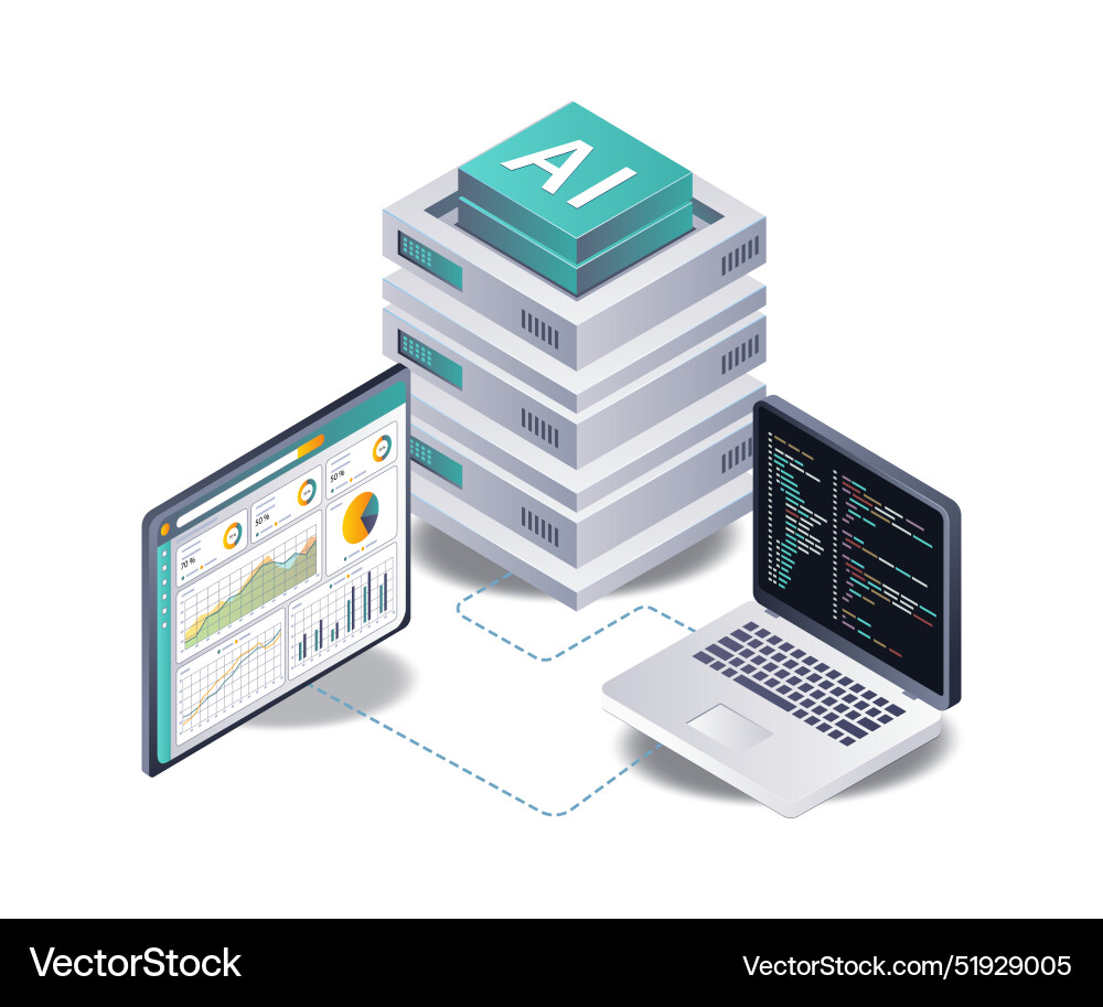 Ai data analytics for server system management Ai data analytics for server system management vector image