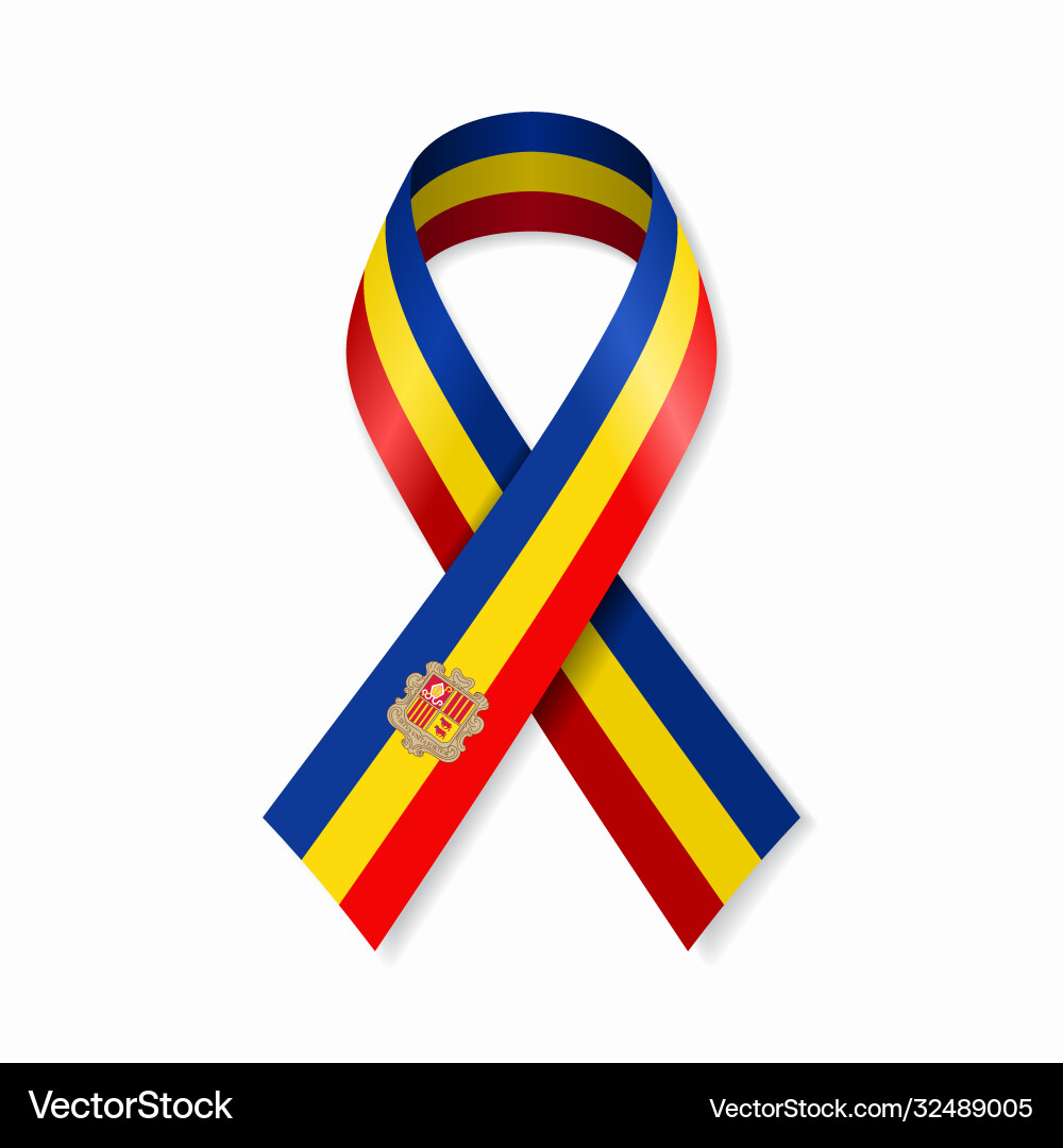 Andorran flag stripe ribbon on white background Vector Image