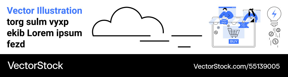 Cloud computing integration with online shopping Vector Image