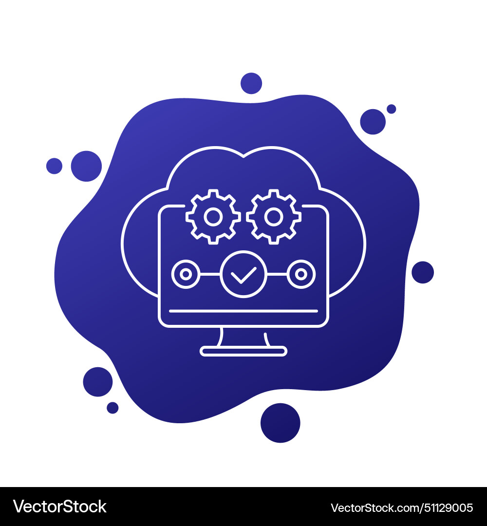 Cloud computing saas icon line vector image