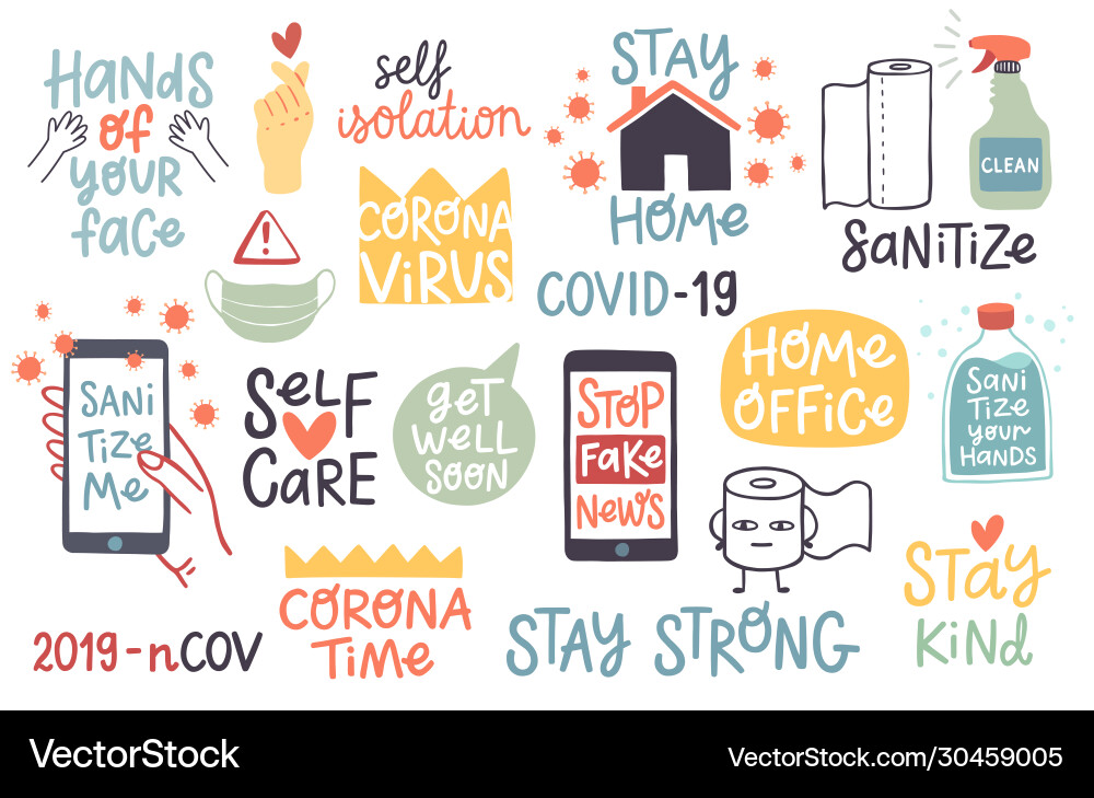 Coronavirus covid19-19 letterings and other Coronavirus covid19-19 letterings and other vector image