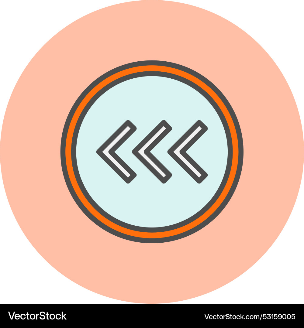 Fast backward arrow line filled circle icon vector image