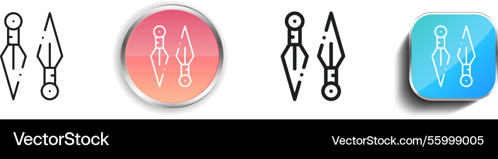 Kunai icon thin linear regular and button style vector image