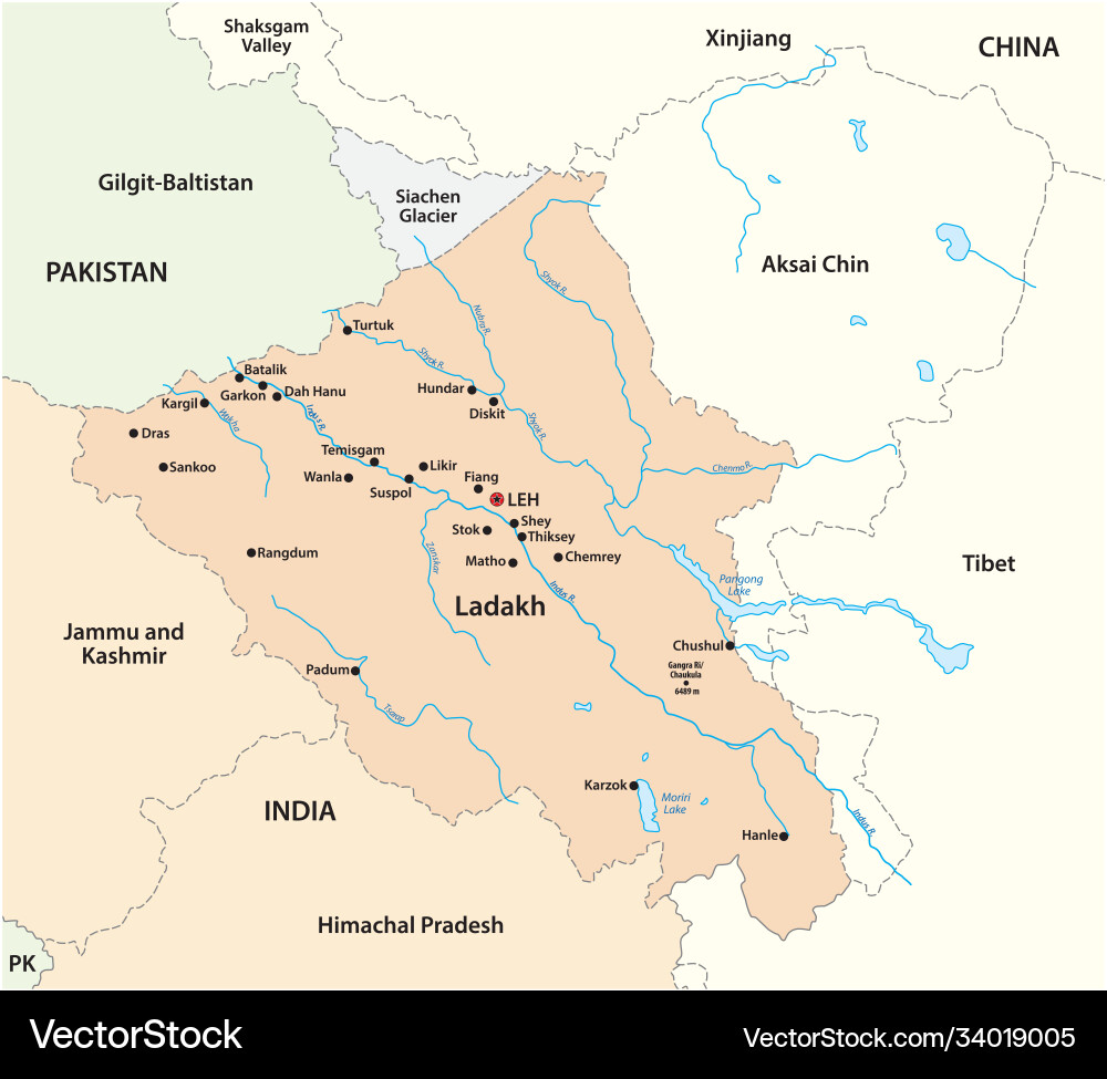Ladakh Union Territory Map vector image