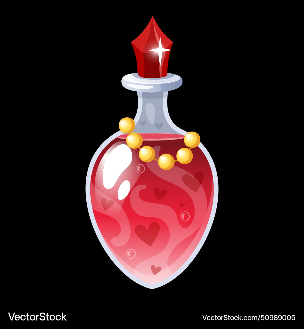 Magic bottle with potion red liquid glass vial Magic bottle with potion red liquid glass vial vector image