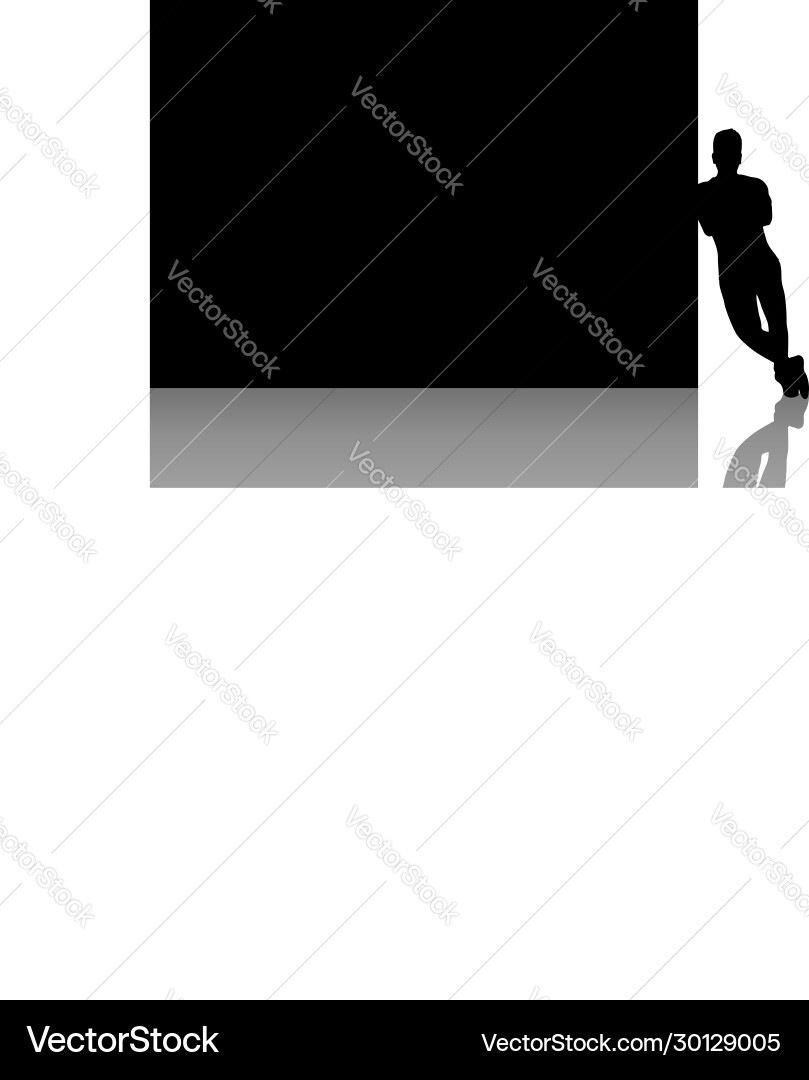 Man Leaning on Board with Reflection Vector Image